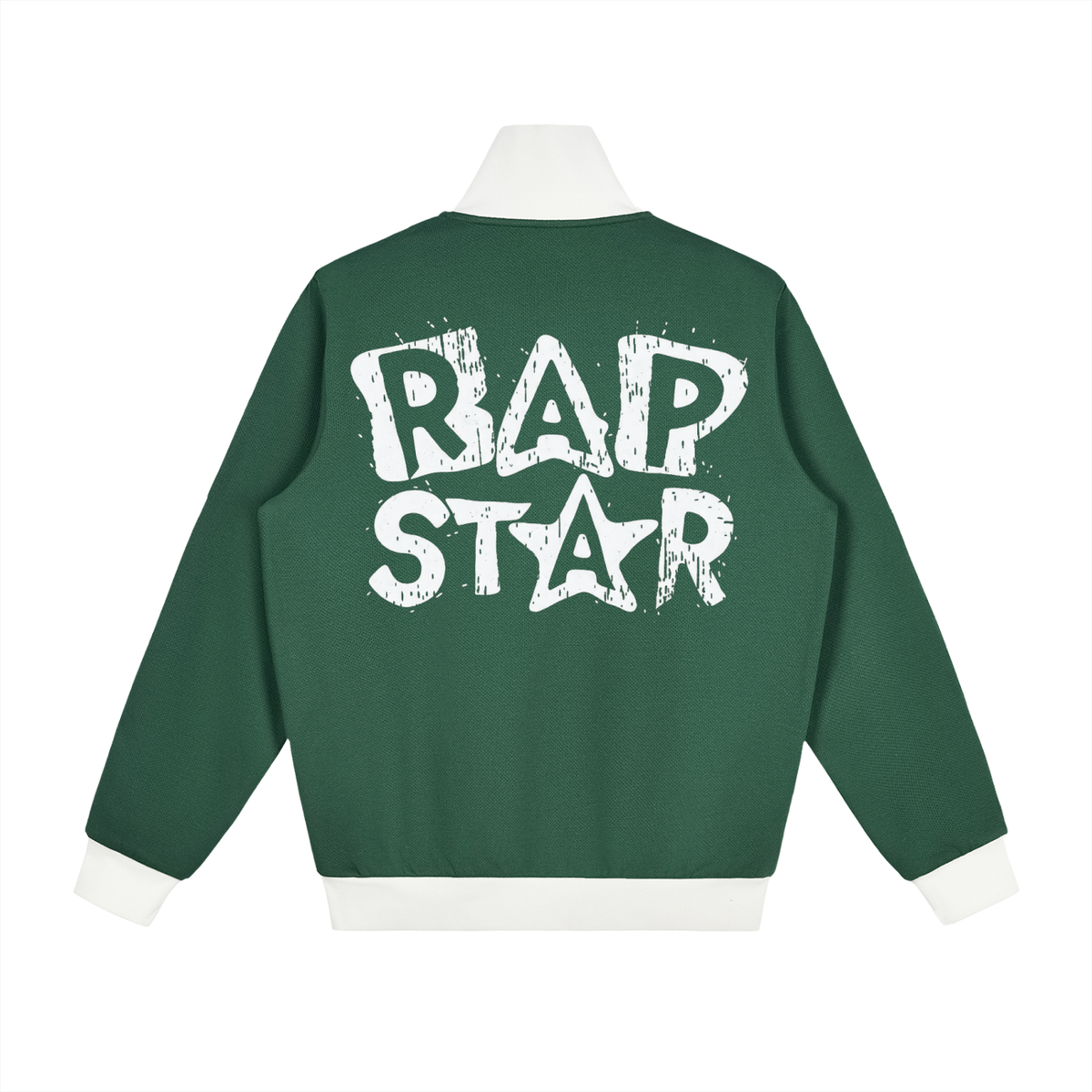 "Rap Star" Contrast Side Stripe Fleece Track Jacket