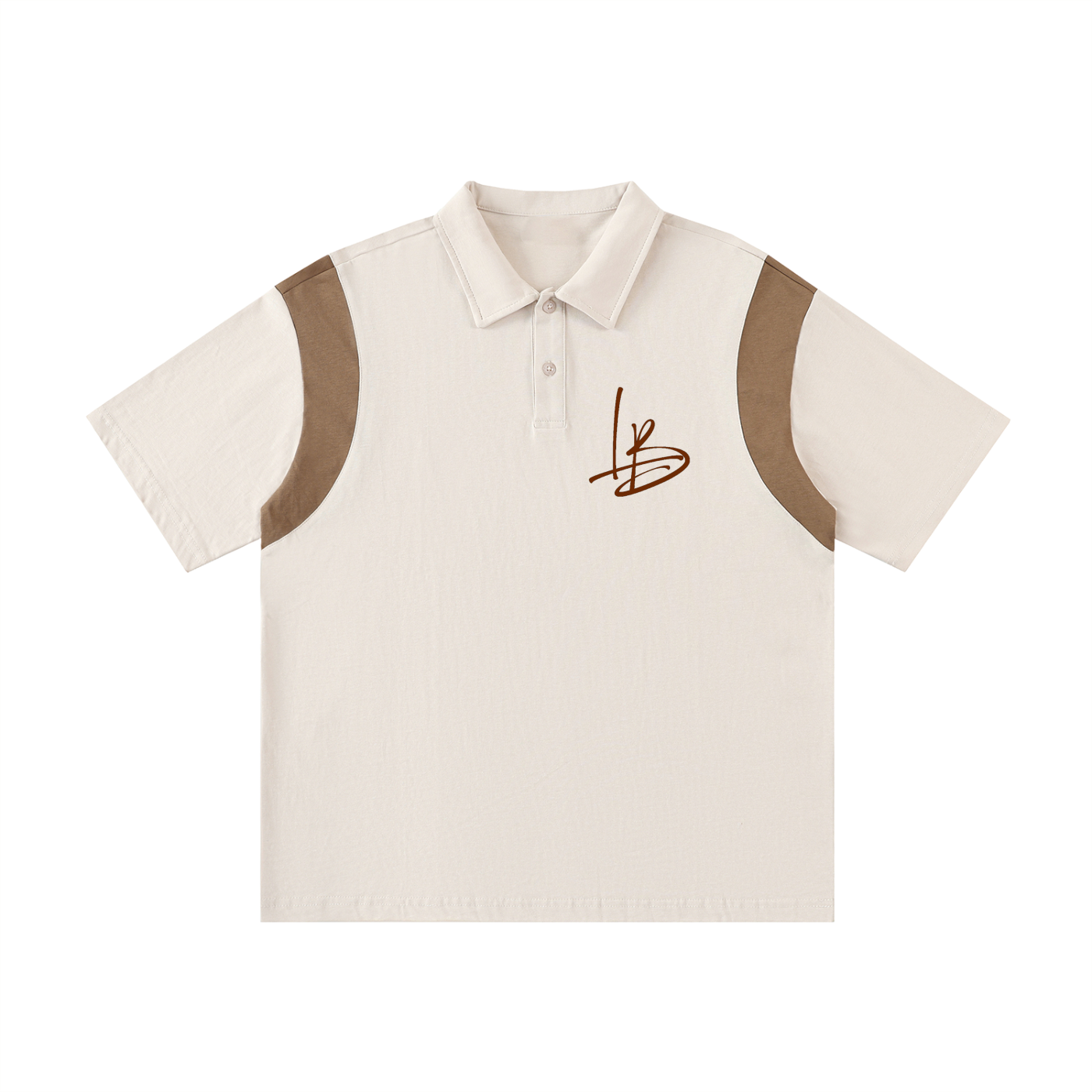 Long Beach Casual Wear - Contrast Panel Cotton Polo Shirt