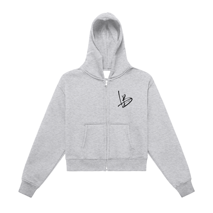 Long Beach Casual Wear - Women's Fleeced Zip-Up Cropped Hoodie