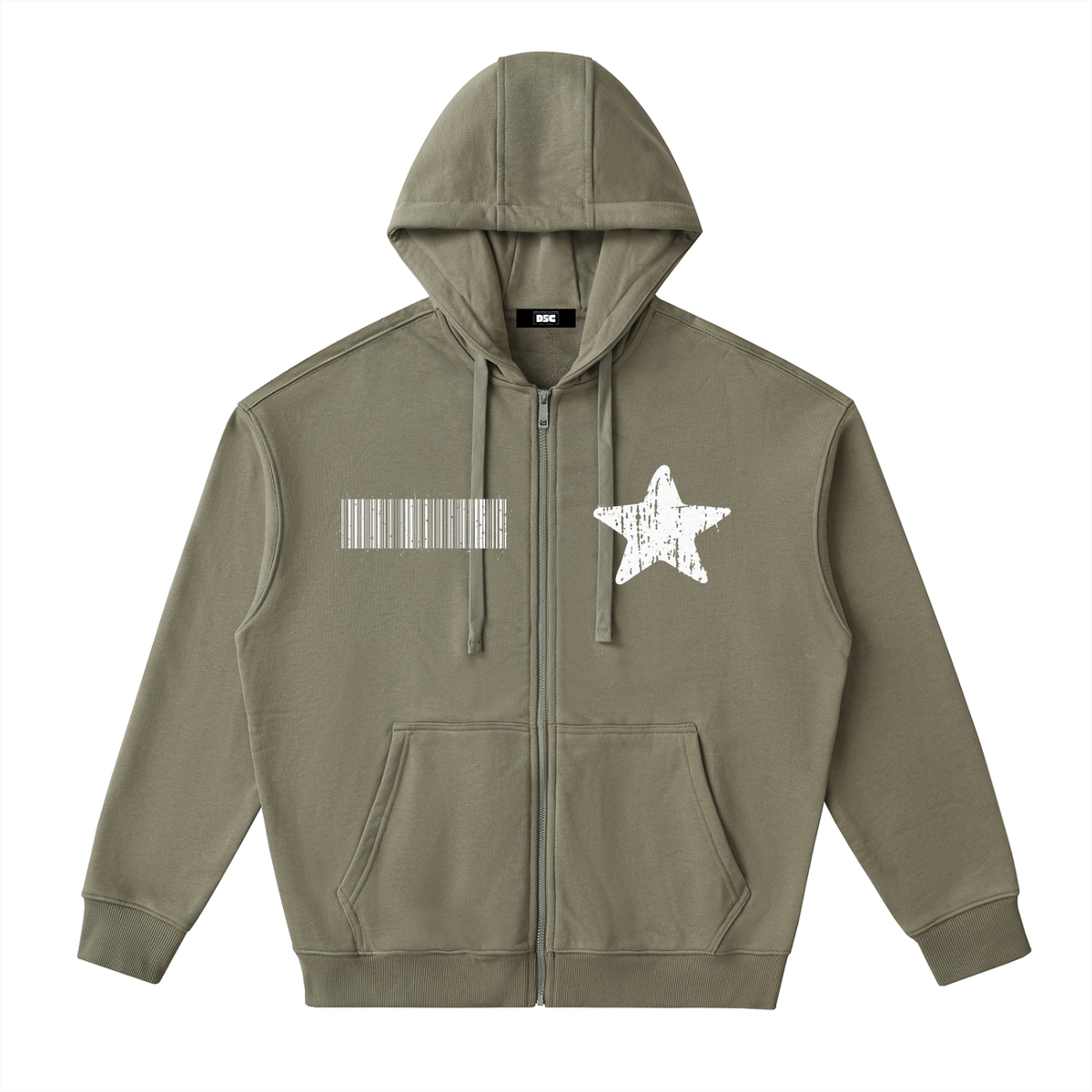 "Rap Star" Drop-Shoulder Zip Up Hoodie