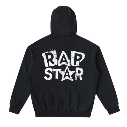 "Rap Star" Drop-Shoulder Zip Up Hoodie