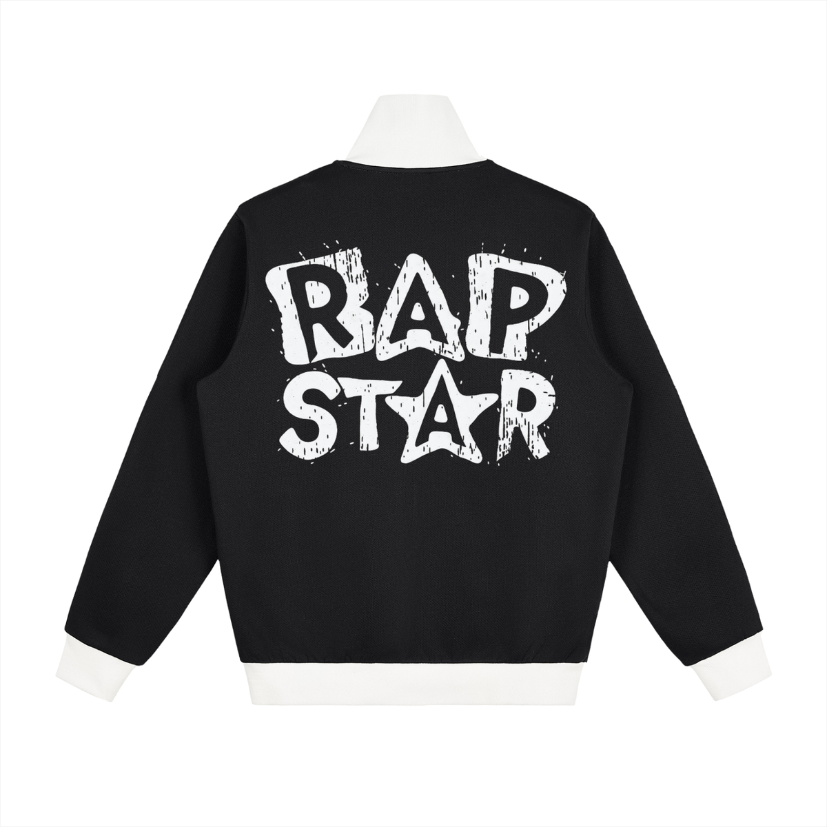 "Rap Star" Contrast Side Stripe Fleece Track Jacket