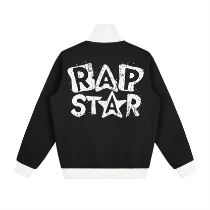 "Rap Star" Contrast Side Stripe Fleece Track Jacket
