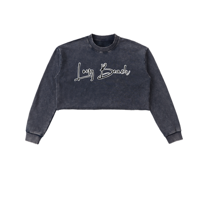 Long Beach Casual Wear - Women's Snow Washed Cropped Sweatshirt