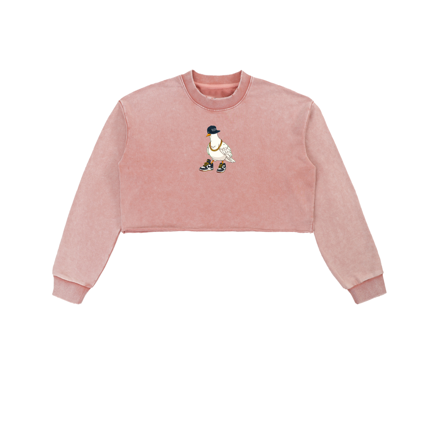 Duece The Dove Snow Washed Raw Edge Cropped Sweatshirt