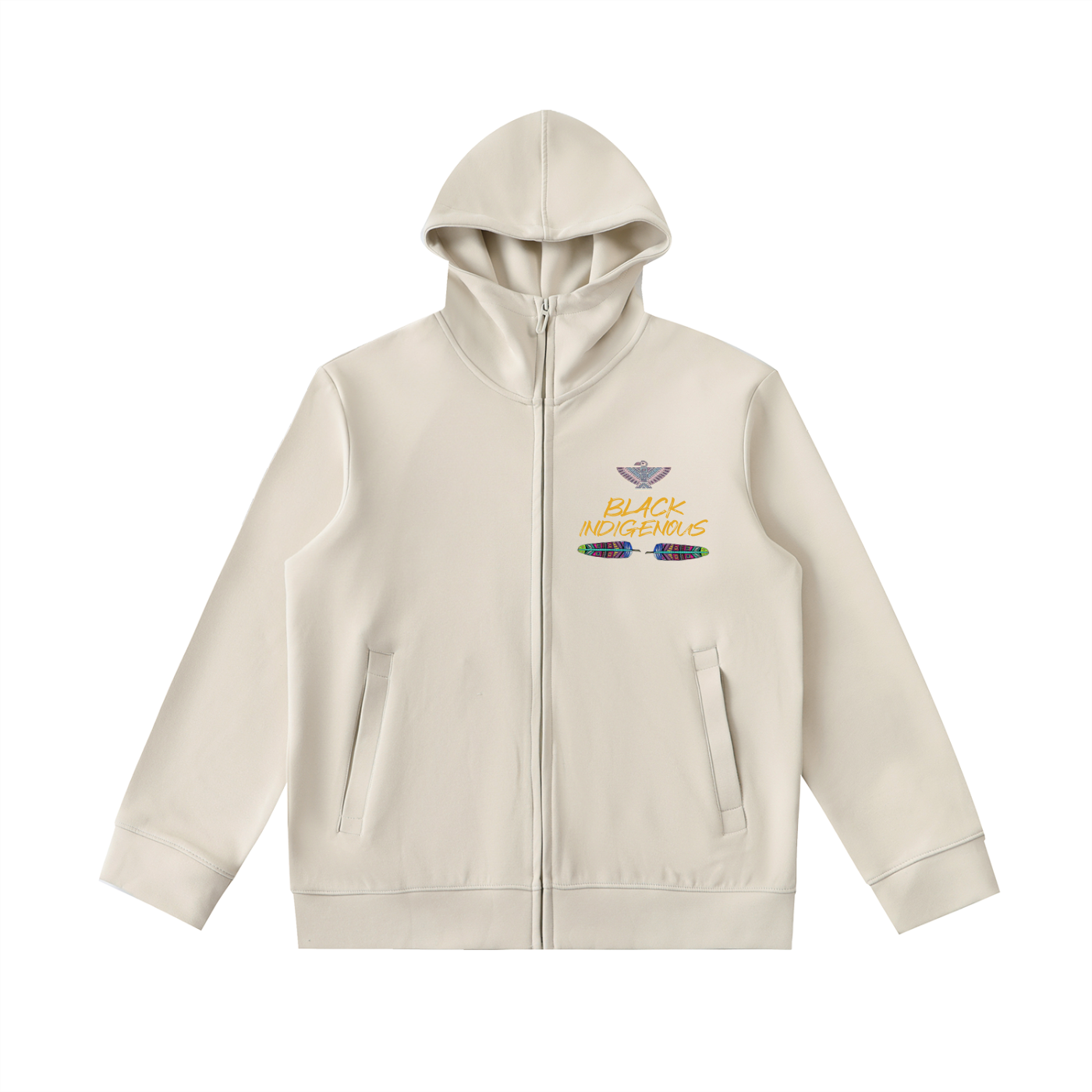 Iroquois Sky Woman - Essential Heavyweight High Neck  Zip-Up Hoodie
