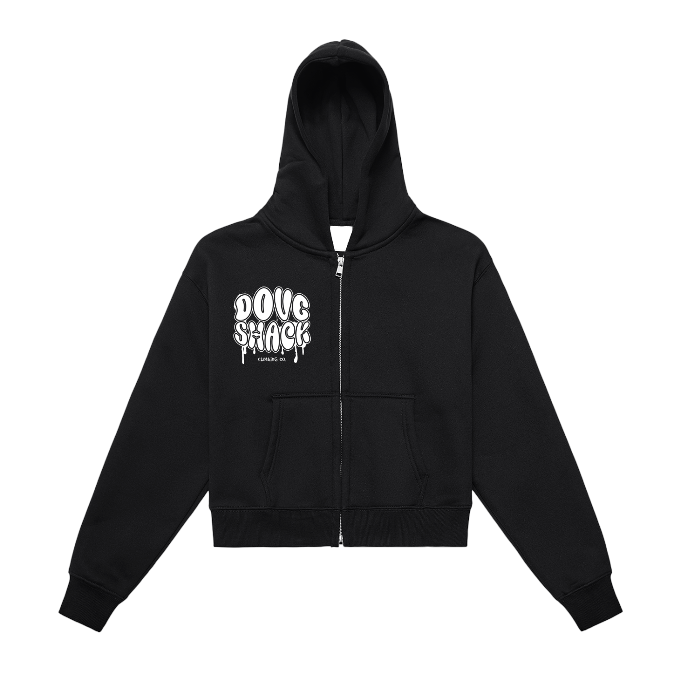 Womens DripHop Fleeced Zip-Up Cropped Hoodie