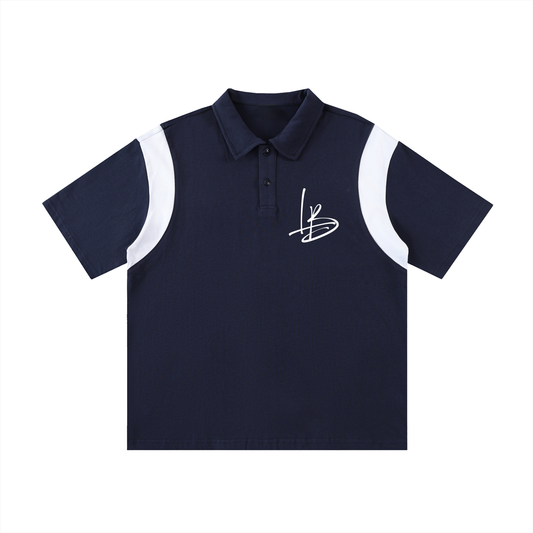 Long Beach Casual Wear - Contrast Panel Cotton Polo Shirt
