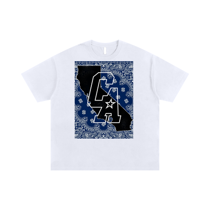 Cali West Coast - Oversized T-shirt - White/ Blue