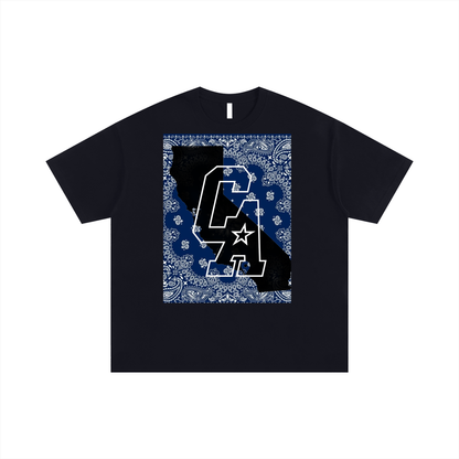 Cali West Coast - Oversized T-shirt - Black/ Blue