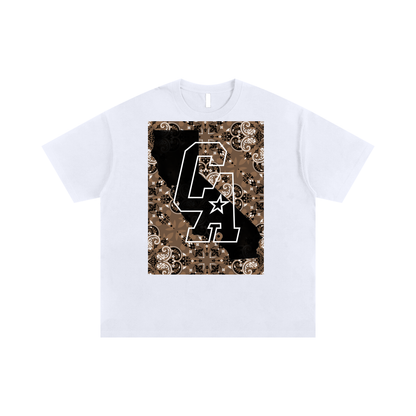Cali West Coast - Oversized T-shirt - White/ Brown