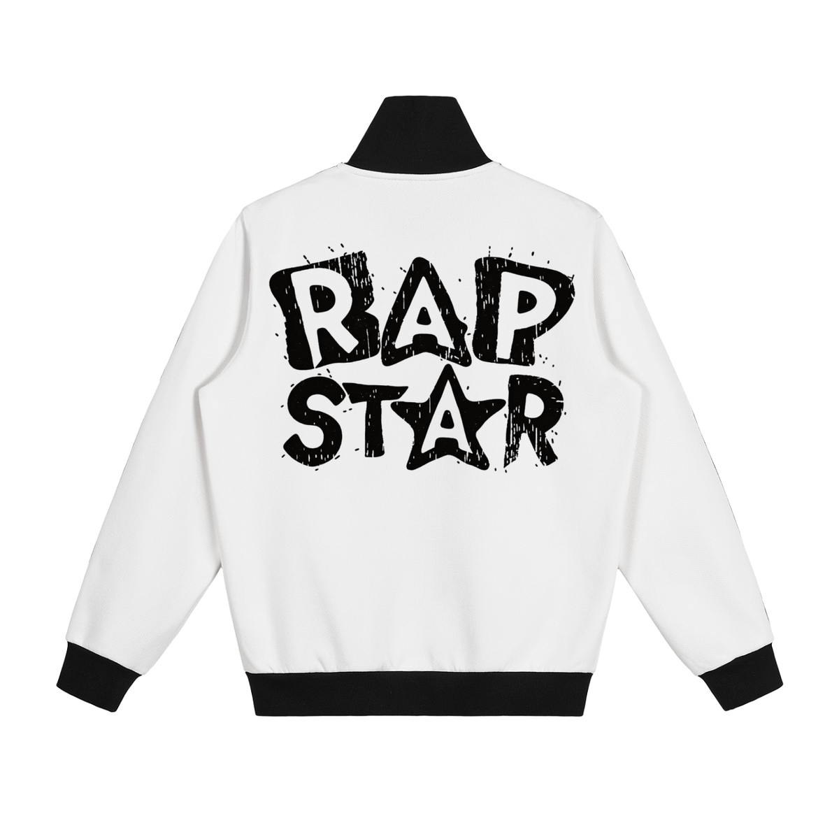 "Rap Star" Contrast Side Stripe Fleece Track Jacket