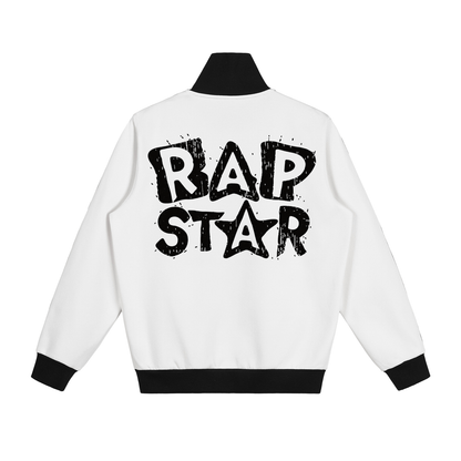 "Rap Star" Contrast Side Stripe Fleece Track Jacket