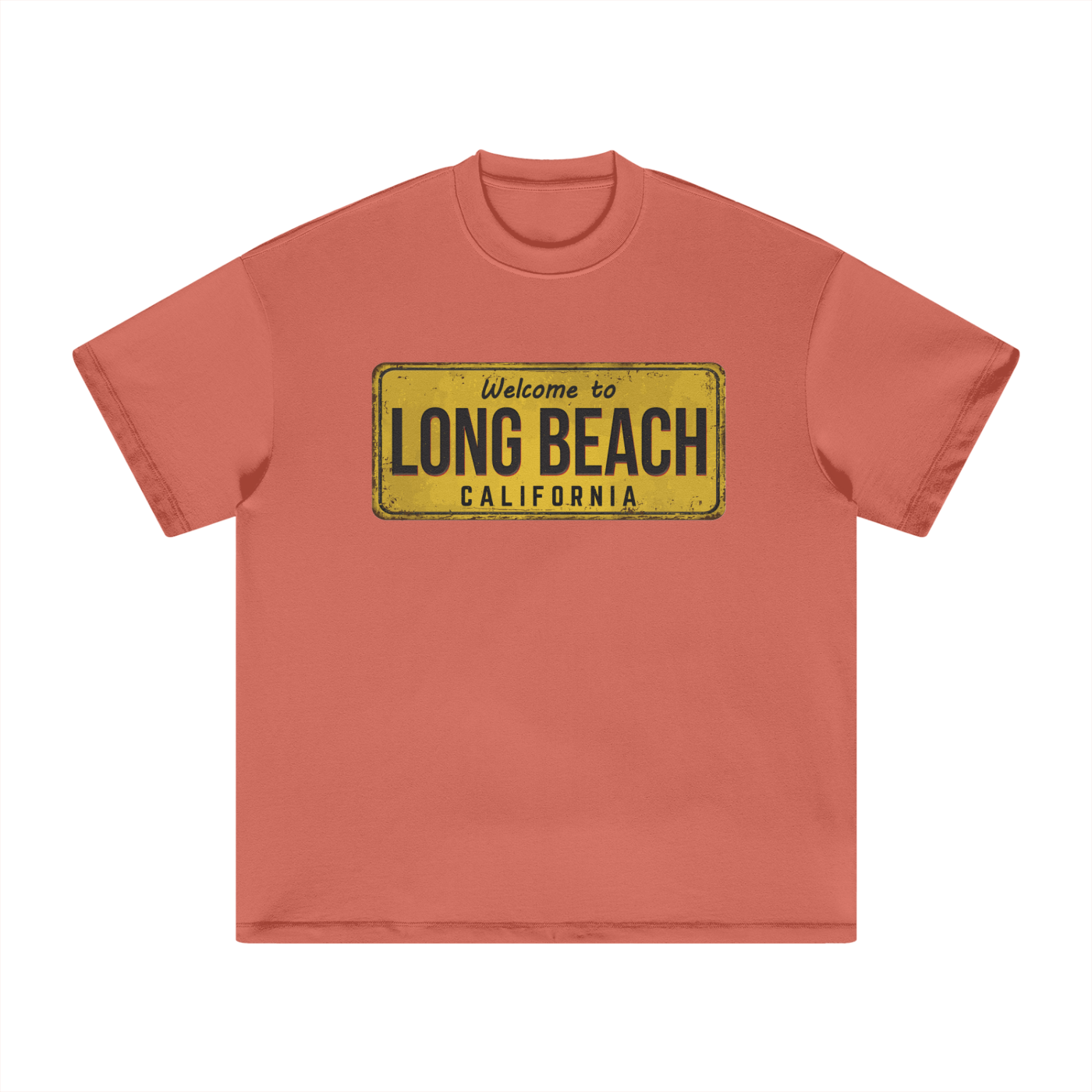 Welcome To Long Beach - Heavyweight Earth Tone T-Shirt