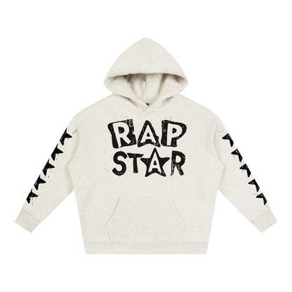 "Rap Star" Star Sleeve Oversize Fleeced Hoodie