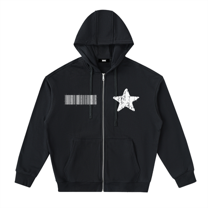 "Rap Star" Drop-Shoulder Zip Up Hoodie