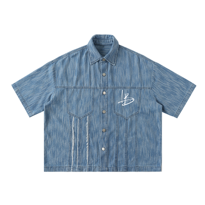 Long Beach Casual Wear - Distressed Wash Short-Sleeve Shirt