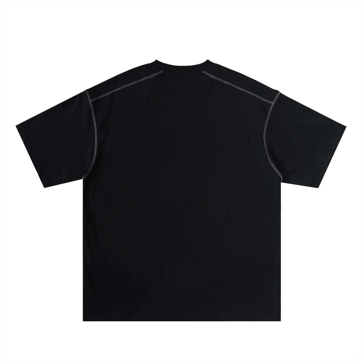 Long Beach Casual Wear - Oversized Contrast-Stitched Cotton Tee