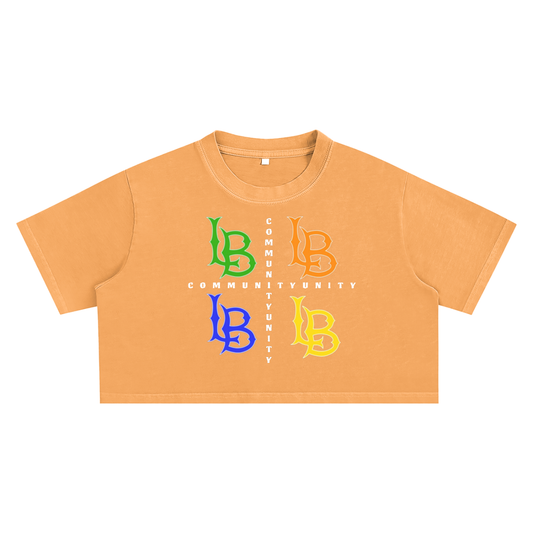 Womens Community Unity Multi LB Snow Washed Crop Top