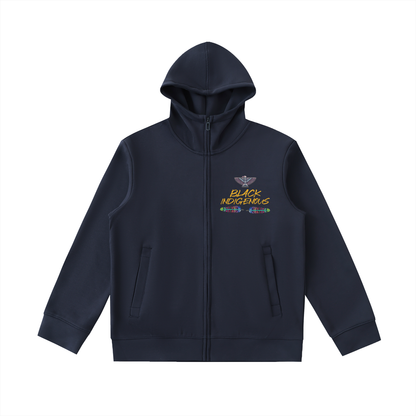 The Black Chief - Heavyweight High Neck Zip-Up Hoodie