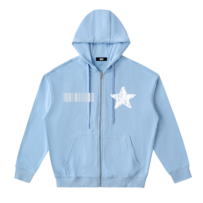 "Rap Star" Drop-Shoulder Zip Up Hoodie