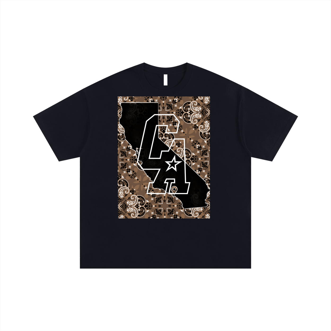 Cali West Coast - Oversized T-shirt - Black/ Brown