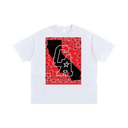 Cali West Coast - Oversized T-shirt - White/ Red