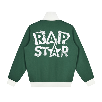 "Rap Star" Contrast Side Stripe Fleece Track Jacket