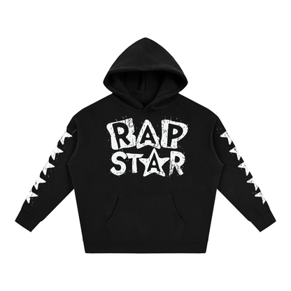 "Rap Star" Star Sleeve Oversize Fleeced Hoodie