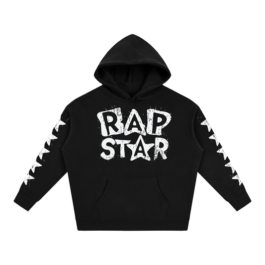 "Rap Star" Star Sleeve Oversize Fleeced Hoodie