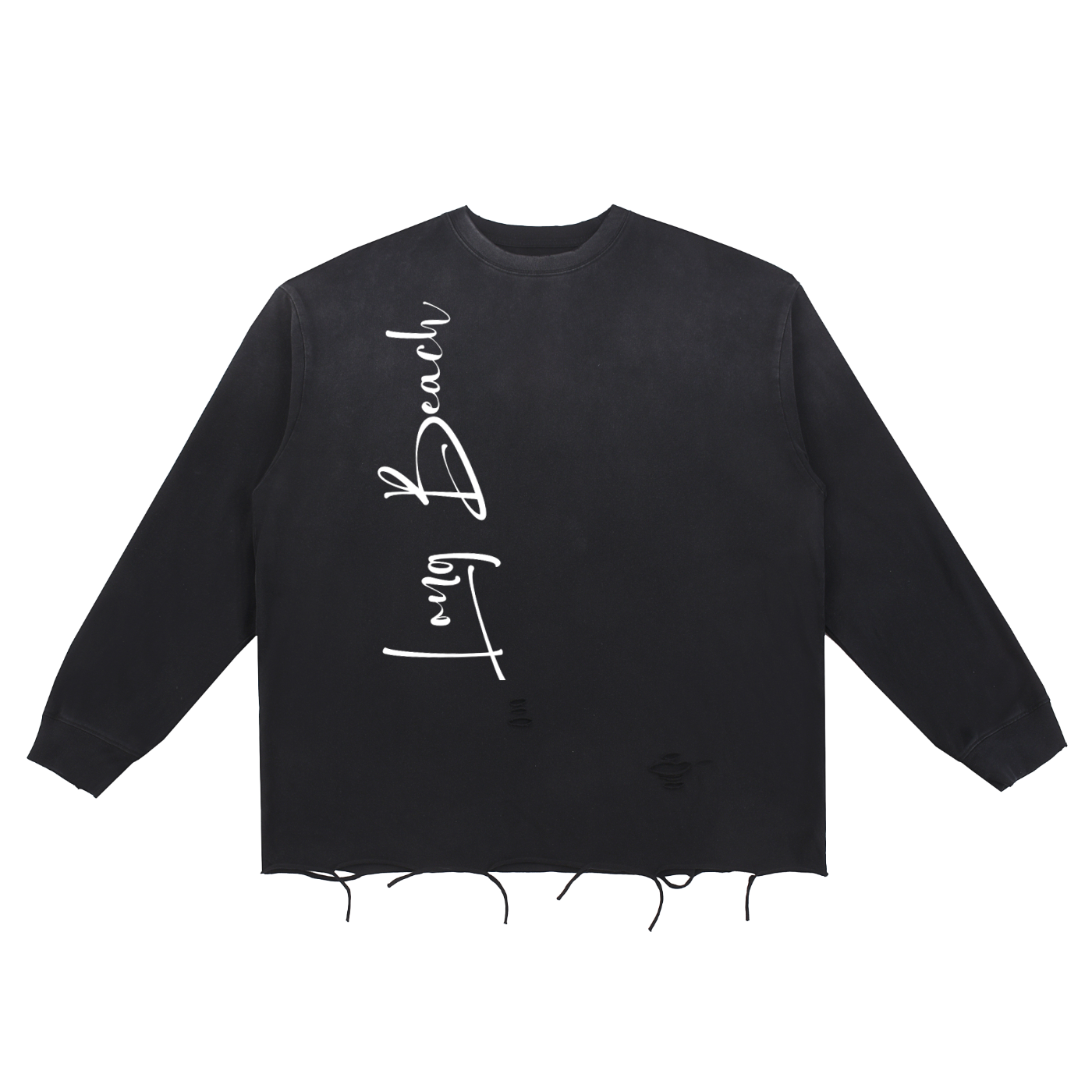 Long Beach Night Life - Snow Wash Raw Edge Cotton T-shirt