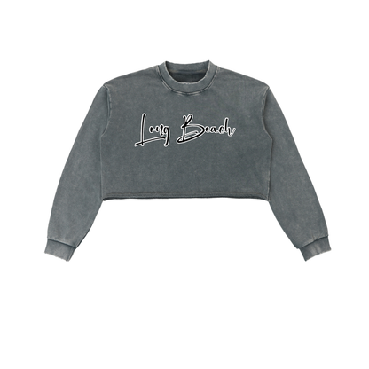 Long Beach Casual Wear - Women's Snow Washed Cropped Sweatshirt