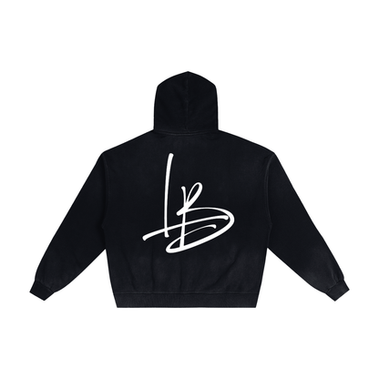 Long Beach Casual Wear - Hand-Frayed Sunfade Zip Hoodie (White)