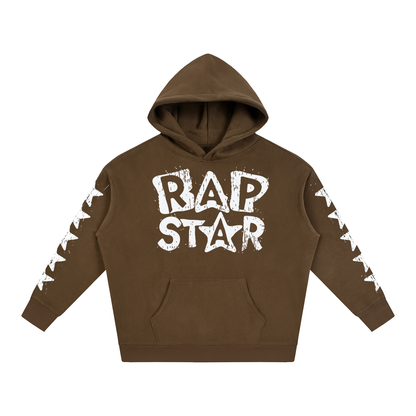 "Rap Star" Star Sleeve Oversize Fleeced Hoodie
