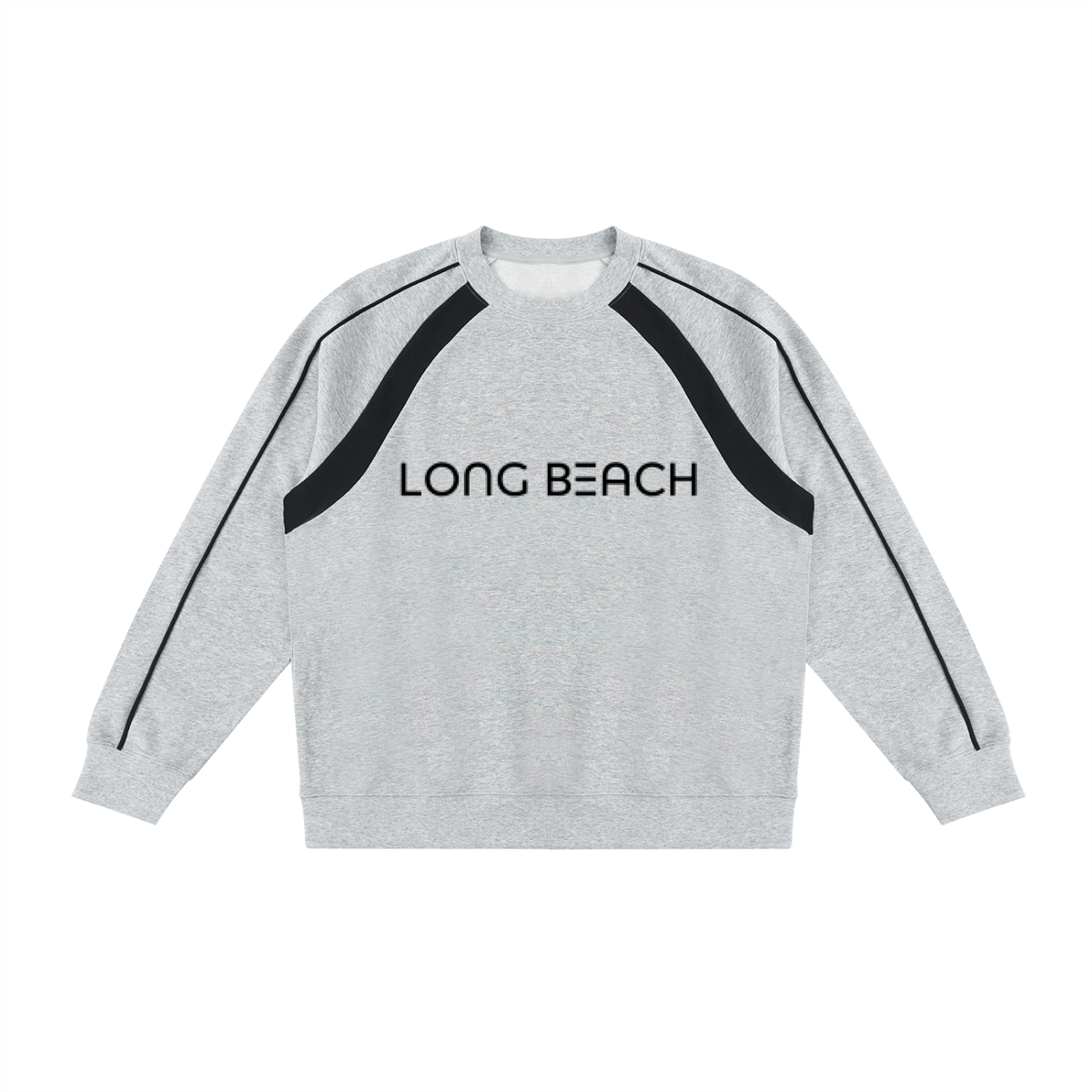 "Long Beach Stripes" Color Block Crewneck Sweatshirt