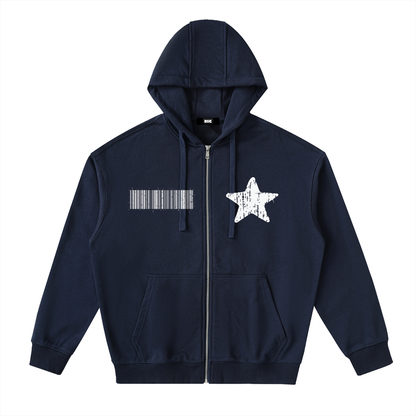 "Rap Star" Drop-Shoulder Zip Up Hoodie