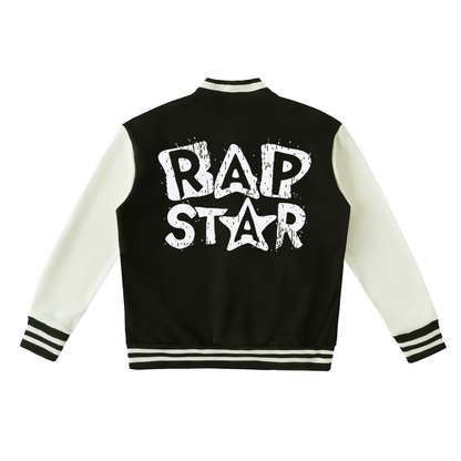 "Rap Star" Two-Tone Fleeced Varsity Jacket