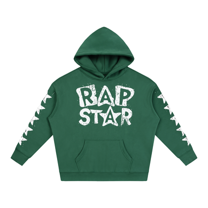 "Rap Star" Star Sleeve Oversize Fleeced Hoodie
