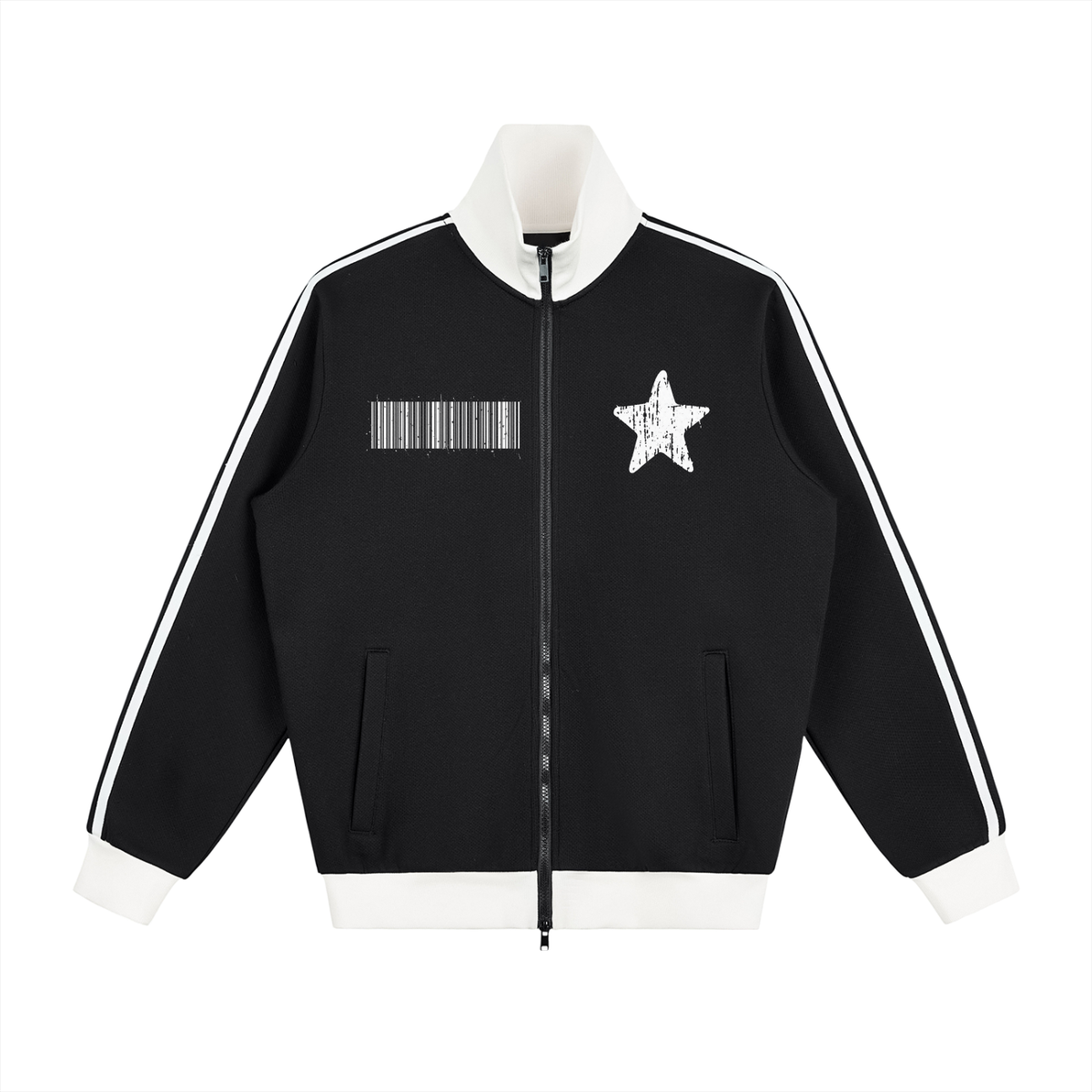 "Rap Star" Contrast Side Stripe Fleece Track Jacket