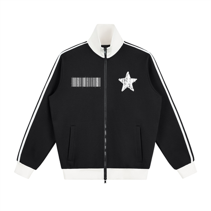 "Rap Star" Contrast Side Stripe Fleece Track Jacket