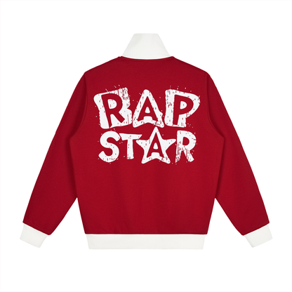 "Rap Star" Contrast Side Stripe Fleece Track Jacket