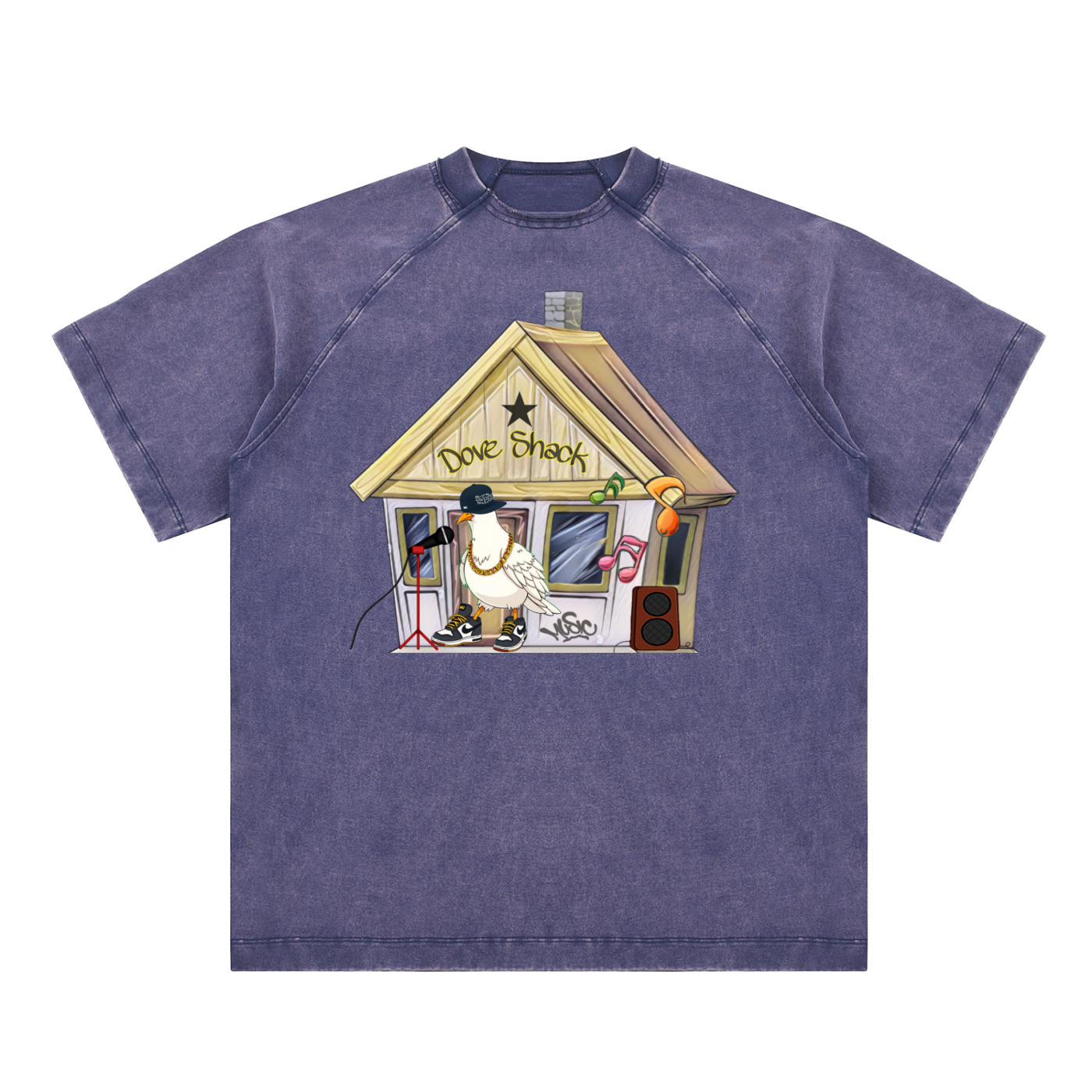 Duece the Dove Vintage Washed Raglan Cotton T-Shirt