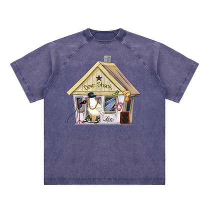 Duece the Dove Vintage Washed Raglan Cotton T-Shirt