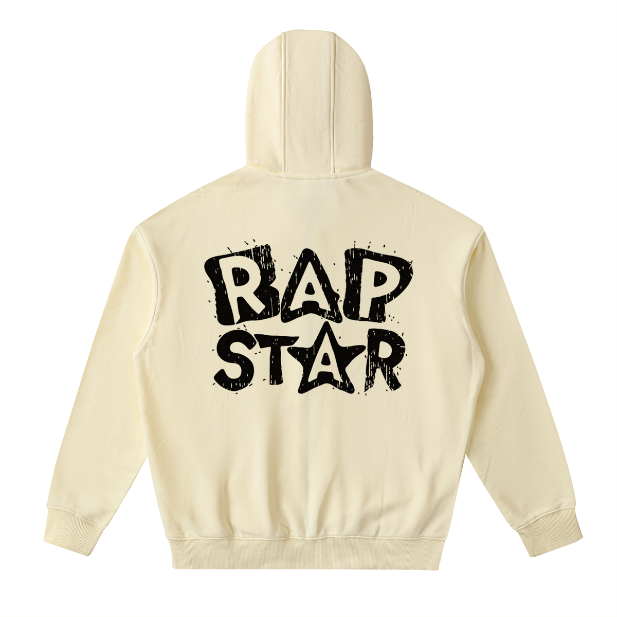 "Rap Star" Drop-Shoulder Zip Up Hoodie