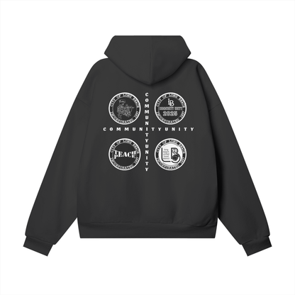 Peace & Unity - Oversize Heavyweight Hidden Pocket Fleece Hoodie