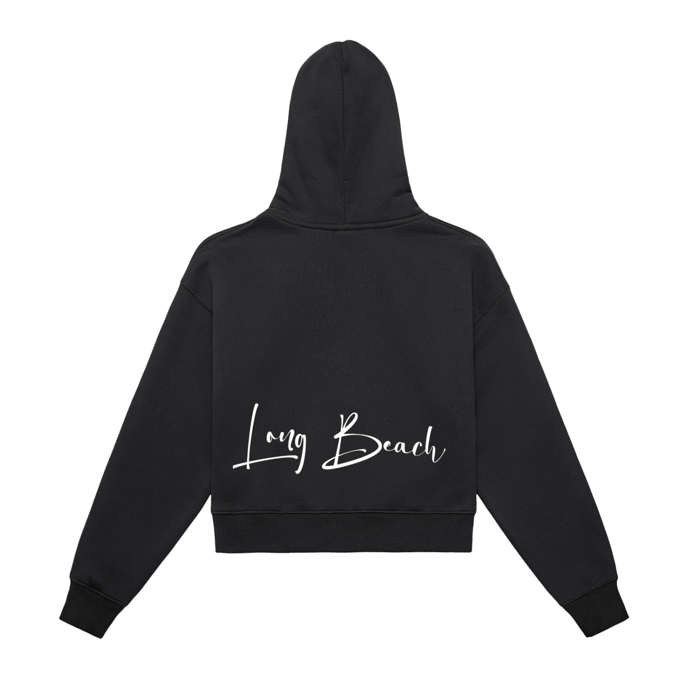 Long Beach Casual Wear - Women's Fleeced Zip-Up Cropped Hoodie