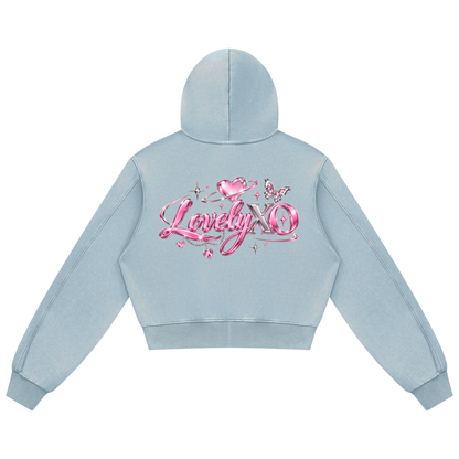 "Lovely" Ladies Mineral Wash Full Zip Hoodie