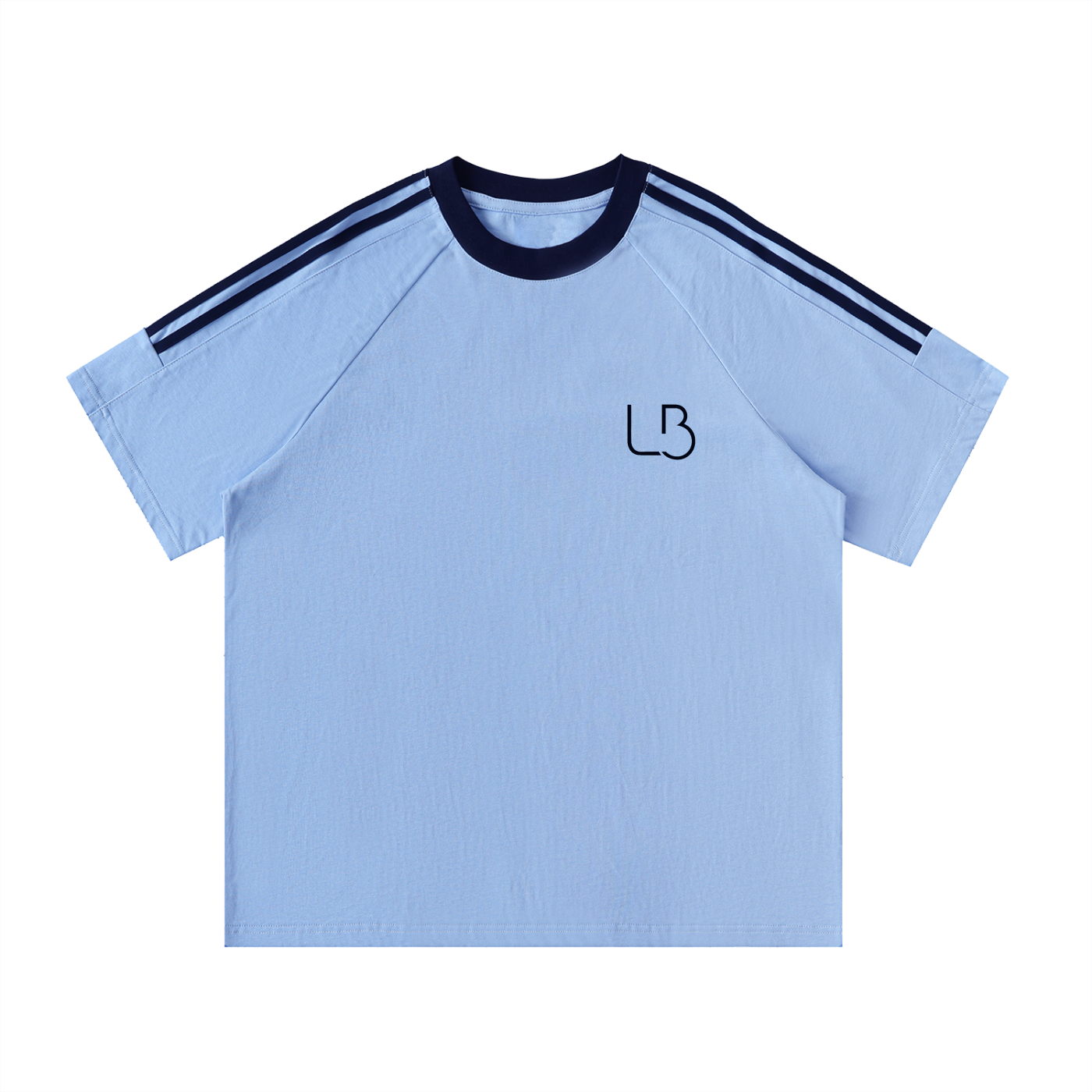 Long Beach Casual Wear - Contrast Tape Crewneck Cotton T-Shirt