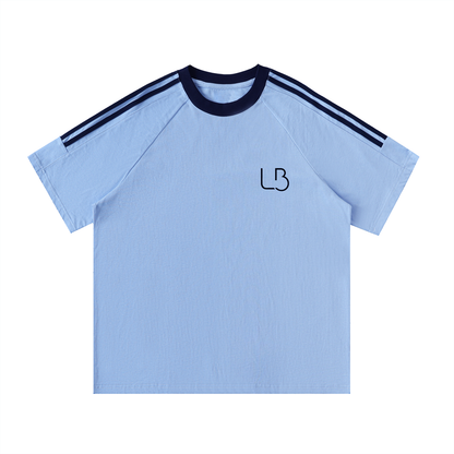 Long Beach Casual Wear - Contrast Tape Crewneck Cotton T-Shirt