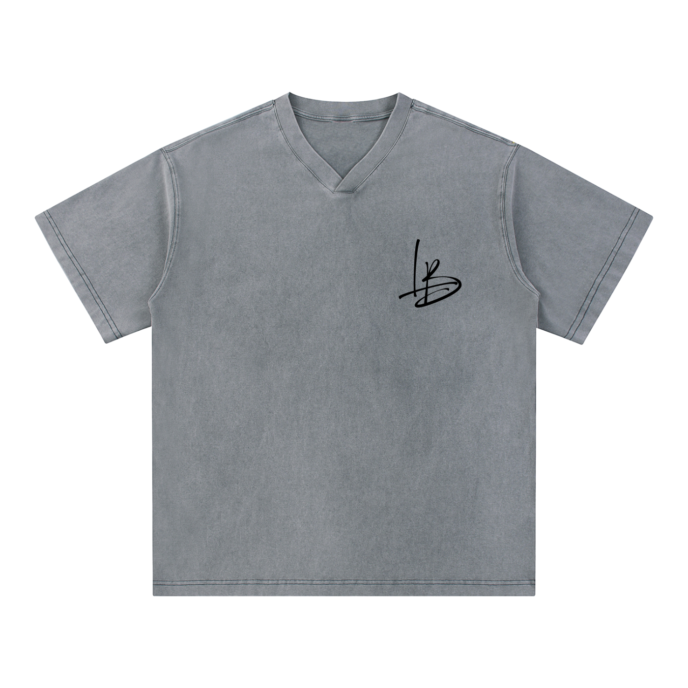 Long Beach Casual Wear - Snow Washed V-Neck Cotton T-Shirt